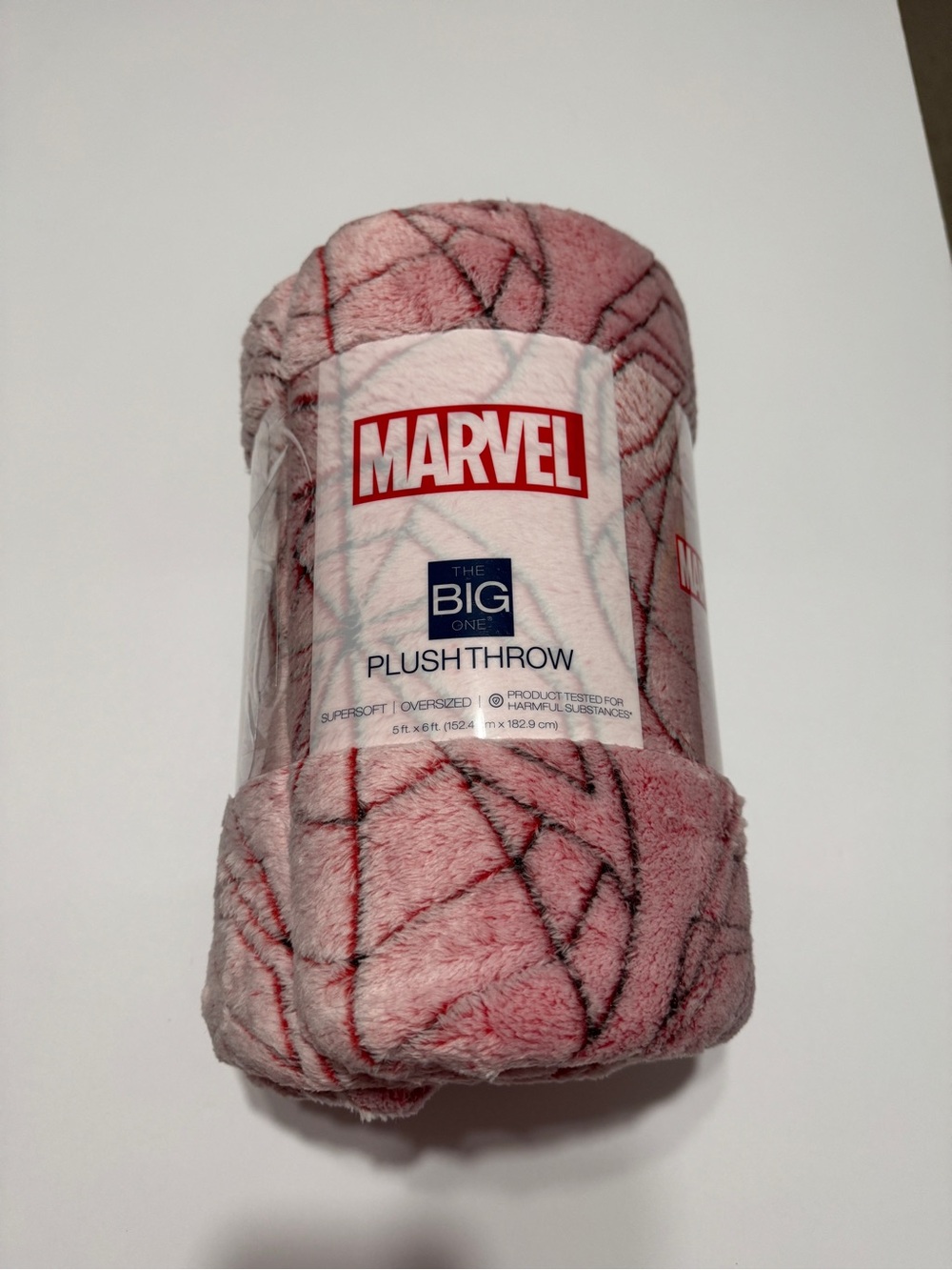 Marvel Pink Plush Throw Blanket with Dark Accent Lines